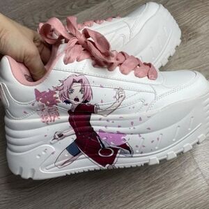Bershka White and Pink Sneakers